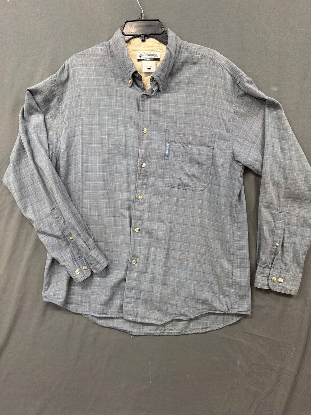Columbia Sportswear Men's Large Blue Plaid Long Sleeve Button Down Shirt